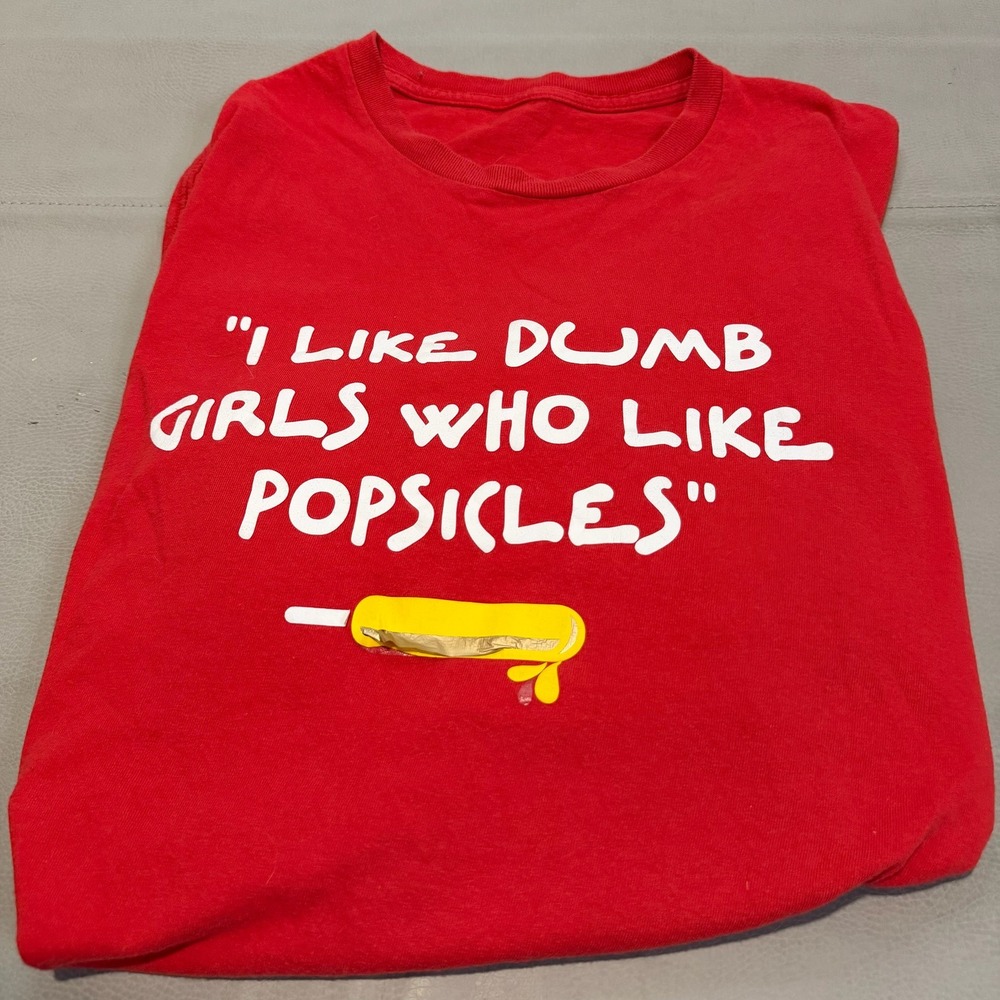 VTG Y2K I Like Dumb Girl Who Like Popsicle T-Shirt Men XL Humor Parody Humor6355